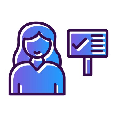 kadın çalışan renk ikonu vektör illüstrasyonu