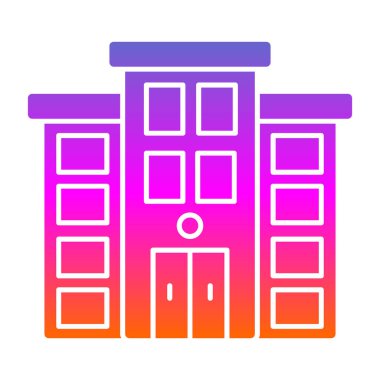 Belediye binası düz ikon vektör illüstrasyonu