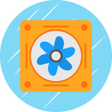 Soğutucunun vektör çizimi. Havalandırma fan çizimi, pictogram