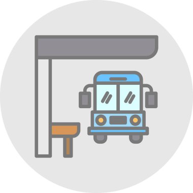 Otobüs durağı simgesi. Basit resimleme