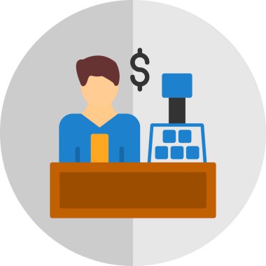 Düz kasiyer. Web simgesi basit illüstrasyon