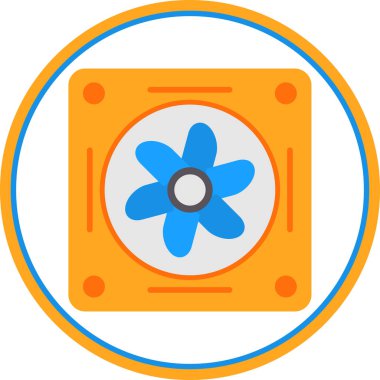 Soğutucunun vektör çizimi. Havalandırma fan çizimi, pictogram