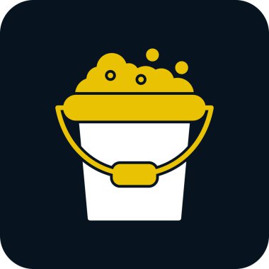 Köpük ağ simgesi olan kova, basit vektör illüstrasyonu