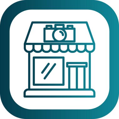 Kamera dükkanı simgesi, basit vektör illüstrasyon tasarımı