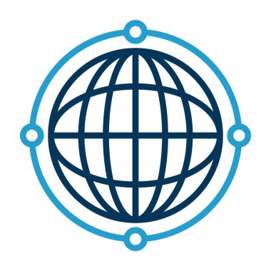  Sanal Dünya Globe web simgesi, vektör illüstrasyonu