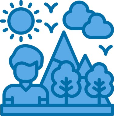 Doğa peyzaj ikonu ana hatlar biçiminde