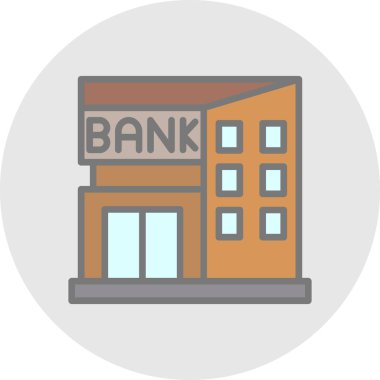 Banka binası ikonu. düz tasarım illüstrasyon. 