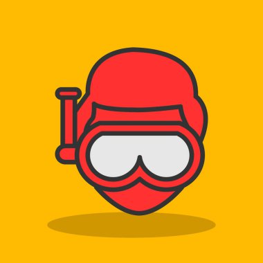 Bir maske ve gözlüğün kırmızı ve beyaz ikonunun vektör çizimi