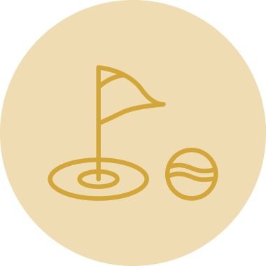 Golf sahası ikonu. Bayrak deliğinde ve golf topunda. Vektör izole illüstrasyonu 