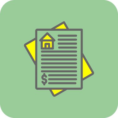 İpotek belgesi düz simgesi, vektör illüstrasyonu