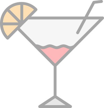 Martini kokteyli düz ikon, vektör illüstrasyonu