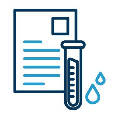 Tıbbi rapor çizgisi biçimi vektör tasarımı içeren test tüpü ve kağıt