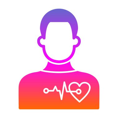 Kalp çizgisi simgesi, gradyanı, vektör illüstrasyonu olan erkek avatarı