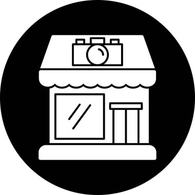 Kamera dükkanı simgesi, basit vektör illüstrasyon tasarımı