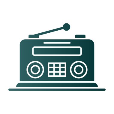 Retro radyo ikonu. Basit vektör illüstrasyonu