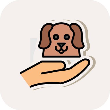 Uzun arka planda izole edilmiş köpek pençesi ikonu olan beyaz el. Köpek patisi ya da kedi izi. Hayvan izi. Kırmızı daire düğmesi. vektör