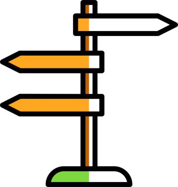 Yön, işaret direği simgesi. Basit vektör illüstrasyonu