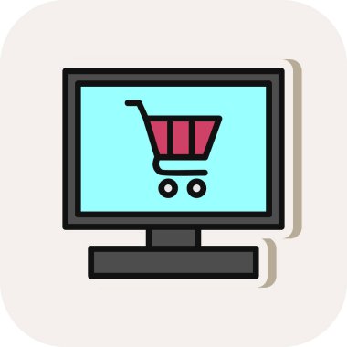 Çevrimiçi Dükkan simgesi, vektör illüstrasyonu