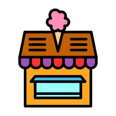 Dondurma dükkanı simgesi, basit vektör illüstrasyon tasarımı