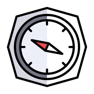 pusula düz simgesi, vektör illüstrasyonu