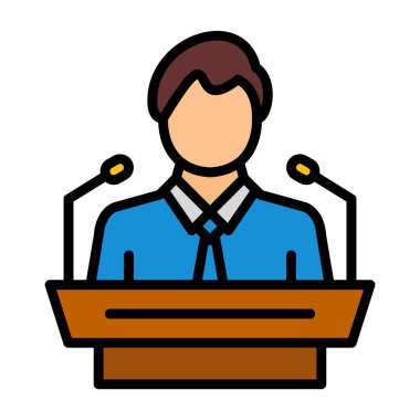 Şeffaf bir arkaplanda konferans vektör çizimi. Birinci kalite semboller. Konsept ve grafik tasarımı için vuruş simgesi.