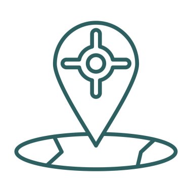 Harita imleci düz biçim simgesi tasarımı, seyahat hedefi gezisi ve turizm temalı vektör illüstrasyonu