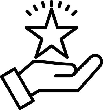 Yıldız simgesi ile el, basit tasarım