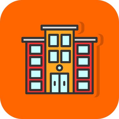 Belediye binası düz ikon vektör illüstrasyonu