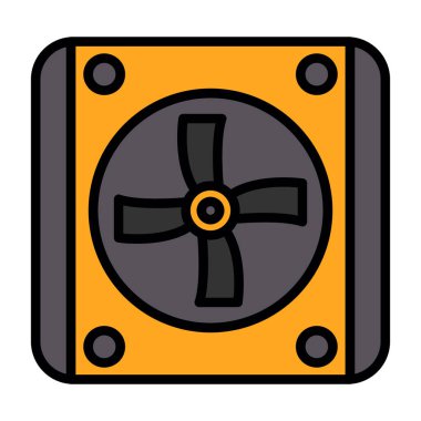 Soğutucunun vektör çizimi. Havalandırma fan çizimi, pictogram