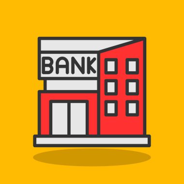 Banka binası ikonu. düz tasarım illüstrasyon. 