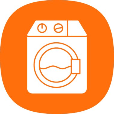 Çamaşır makinesi. Web simgesi basit illüstrasyon               