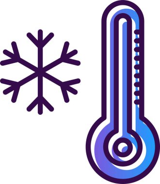 Soğuk termometre simgesi. Vektör illüstrasyon biçimi, siyah renkli, gri arkaplan ve yazılım kullanılarak tasarlanmış düz ikonik bir semboldür. dizayn.