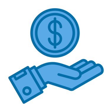 Para biriktir. Web simgesi basit bir illüstrasyon. El ve dolar para sembolü