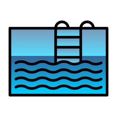 Yüzme havuzu simgesinin vektör illüstrasyonu 