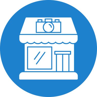 Kamera dükkanı simgesi, basit vektör illüstrasyon tasarımı