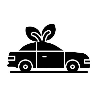 Eko araba simgesi, vektör illüstrasyonu basit tasarım