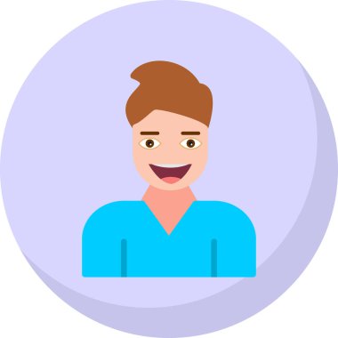 avatar adam düz stil gülen ikon