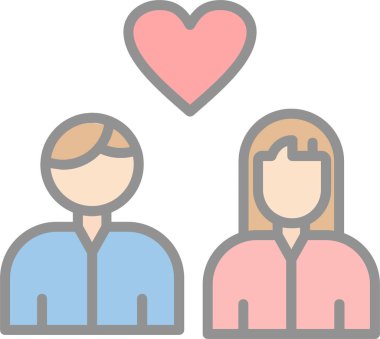 Çift kalp aşk simgesi - taslak biçimi