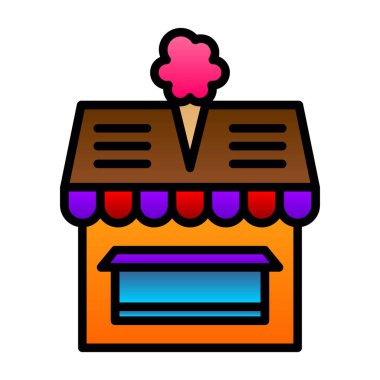 Dondurma dükkanı simgesi, basit vektör illüstrasyon tasarımı