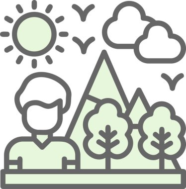 peyzaj doğa orman simgesi ana hatlarıyla