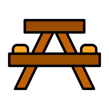 ahşap masa doldurulmuş ana hat vektör simgesi dekoru