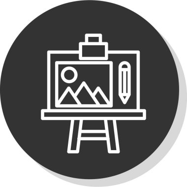 Resim çerçevesi simgesiyle resim sehpası, basit biçim