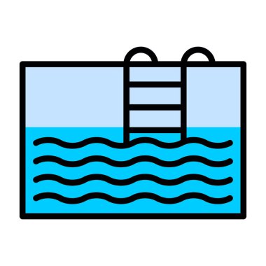 Yüzme havuzu simgesinin vektör illüstrasyonu 