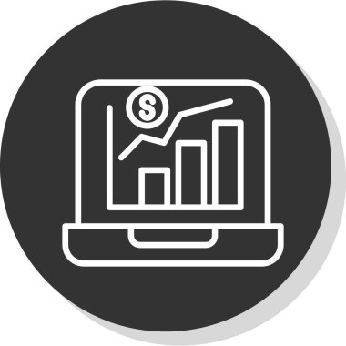 Finansal büyüme grafik vektör simgesi. iki renkli düz sembol, koyu gri ve gri renkler, yuvarlak açılar, gümüş arkaplan