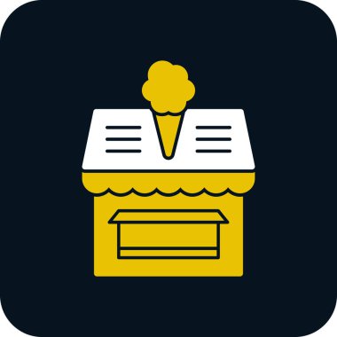 Dondurma dükkanı simgesi, basit vektör illüstrasyon tasarımı