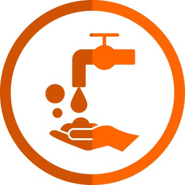 Tesisat vektör ikonu. iki renkli düz yuvarlak sembol, sıhhi tesisat ikonu, turuncu ve gri renkler, beyaz arkaplan