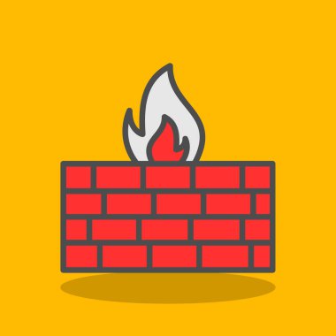 Güvenlik duvarı. Web simgesi vektör illüstrasyonu  