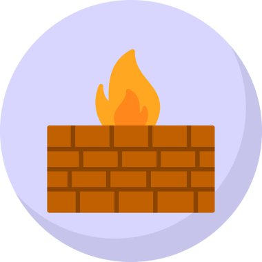 Güvenlik duvarı. Web simgesi vektör illüstrasyonu  