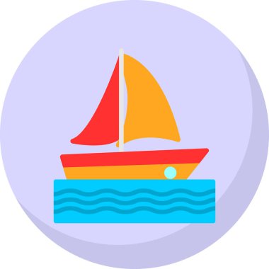 Yelkenli tekne ikonu. Web için yelkenli tekne vektör simgesinin özet çizimi 