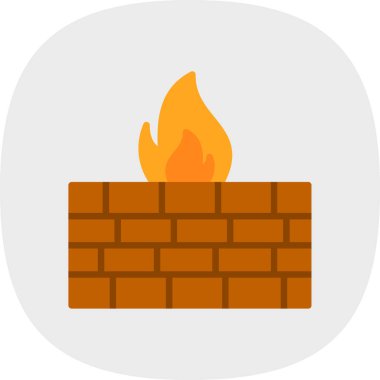 Güvenlik duvarı. Web simgesi vektör illüstrasyonu  